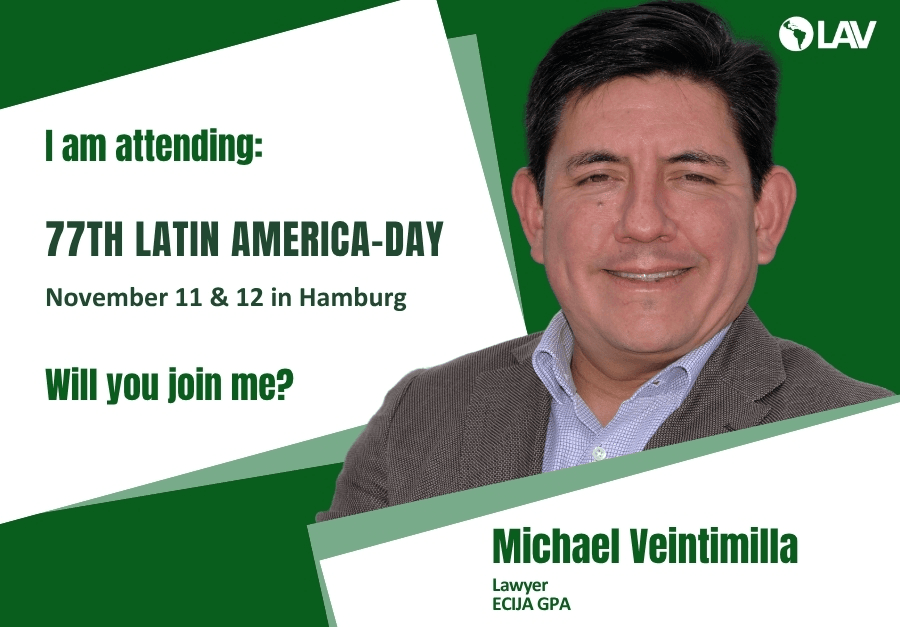 El abogado Michael Veintimilla invita a los asistentes al 77° Día de América Latina que se llevará a cabo en Hamburgo.